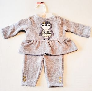 Newborn Baby Girl Gray Knit Cozy Outfit by Carters